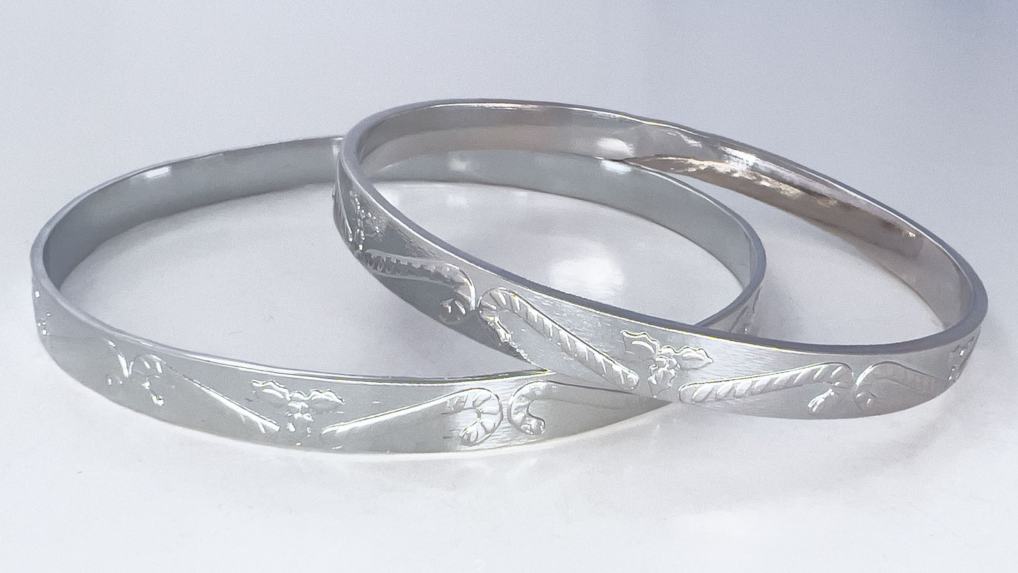 Candy Cane Silver Bangle