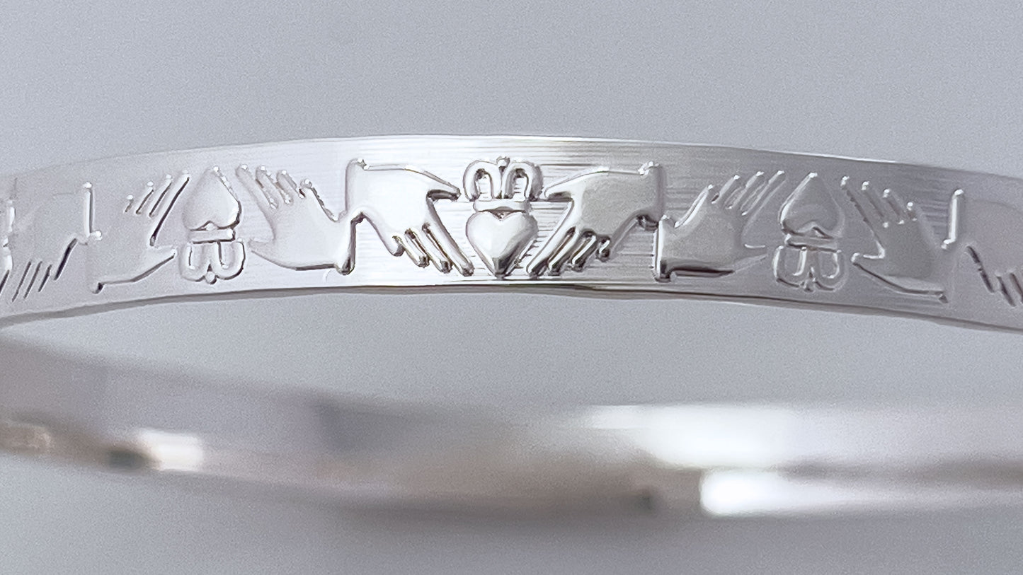 Claddagh Silver Bangle