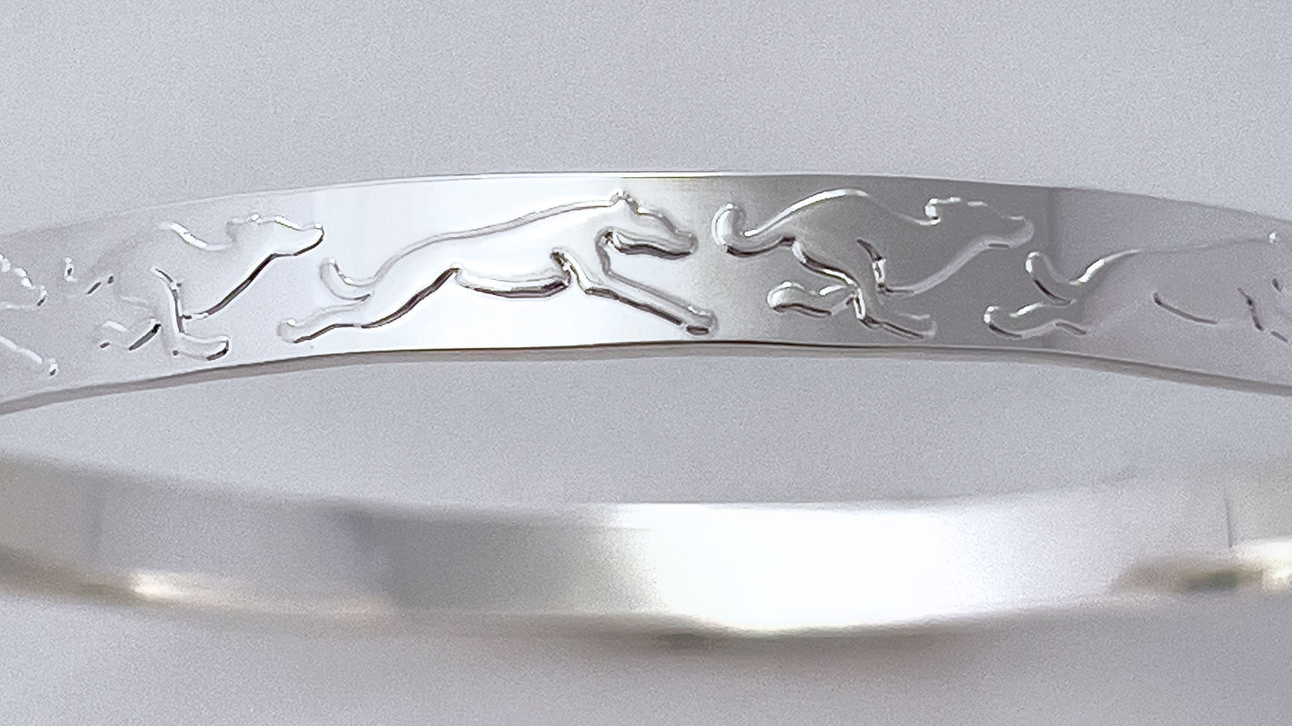Dogs On The Run Silver Bangle