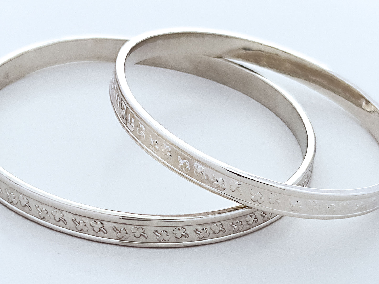 Tumbling Shamrocks Silver Bangle