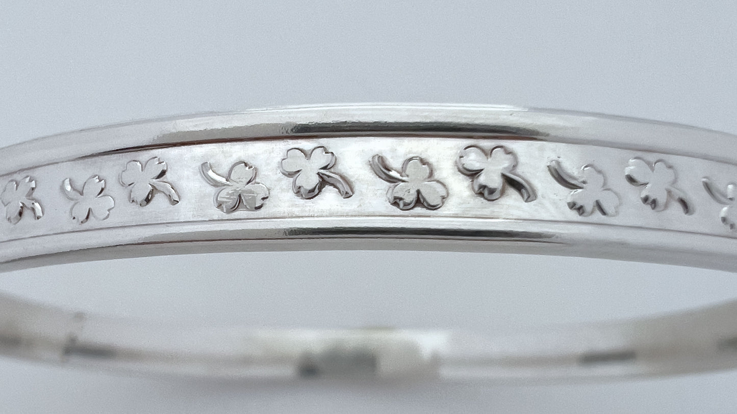 Tumbling Shamrocks Silver Bangle