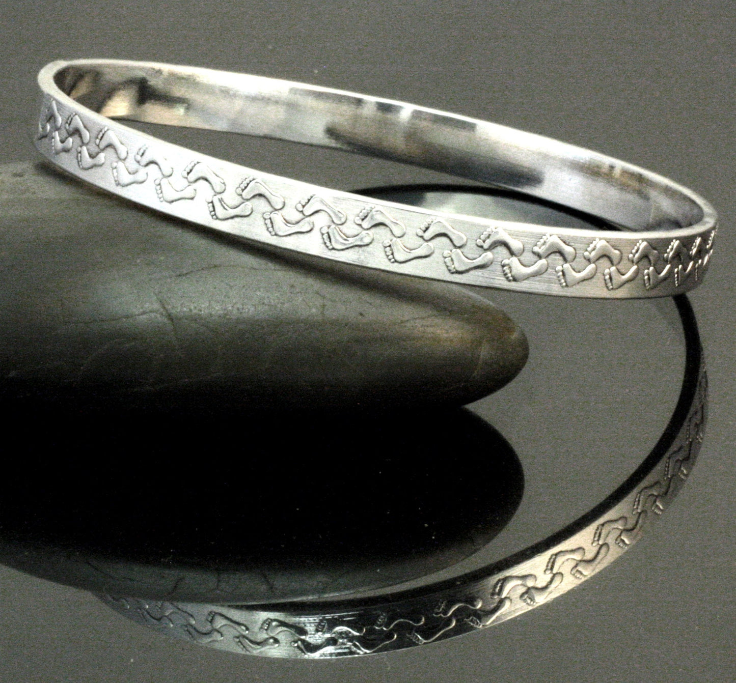 Wandering Feet Silver Bangle