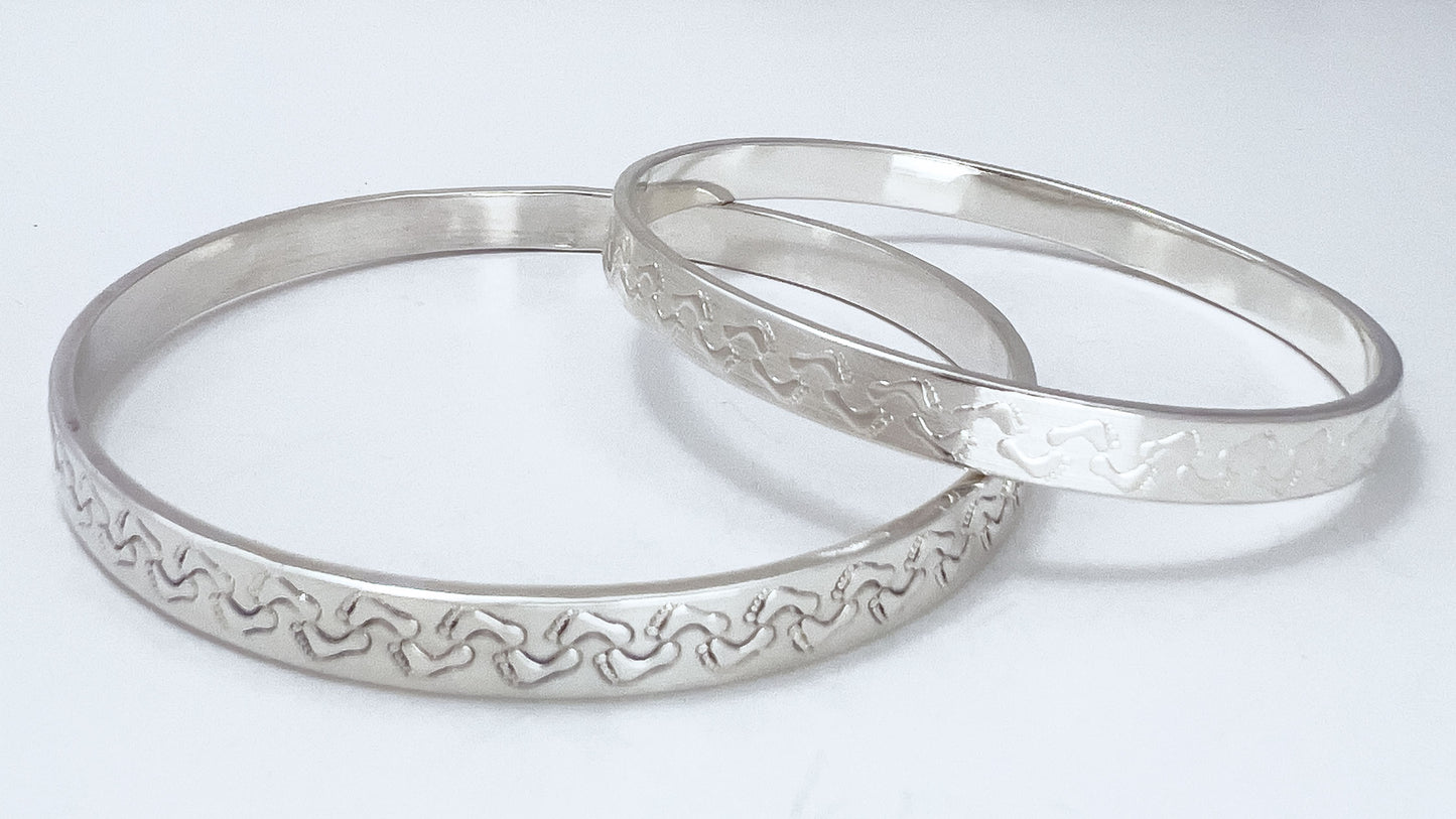 Wandering Feet Silver Bangle