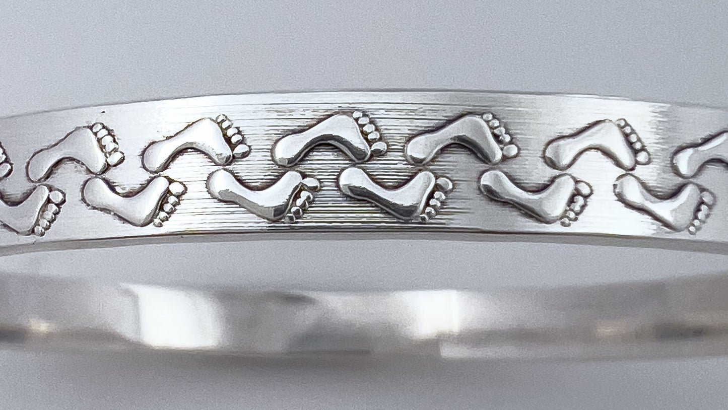 Wandering Feet Silver Bangle