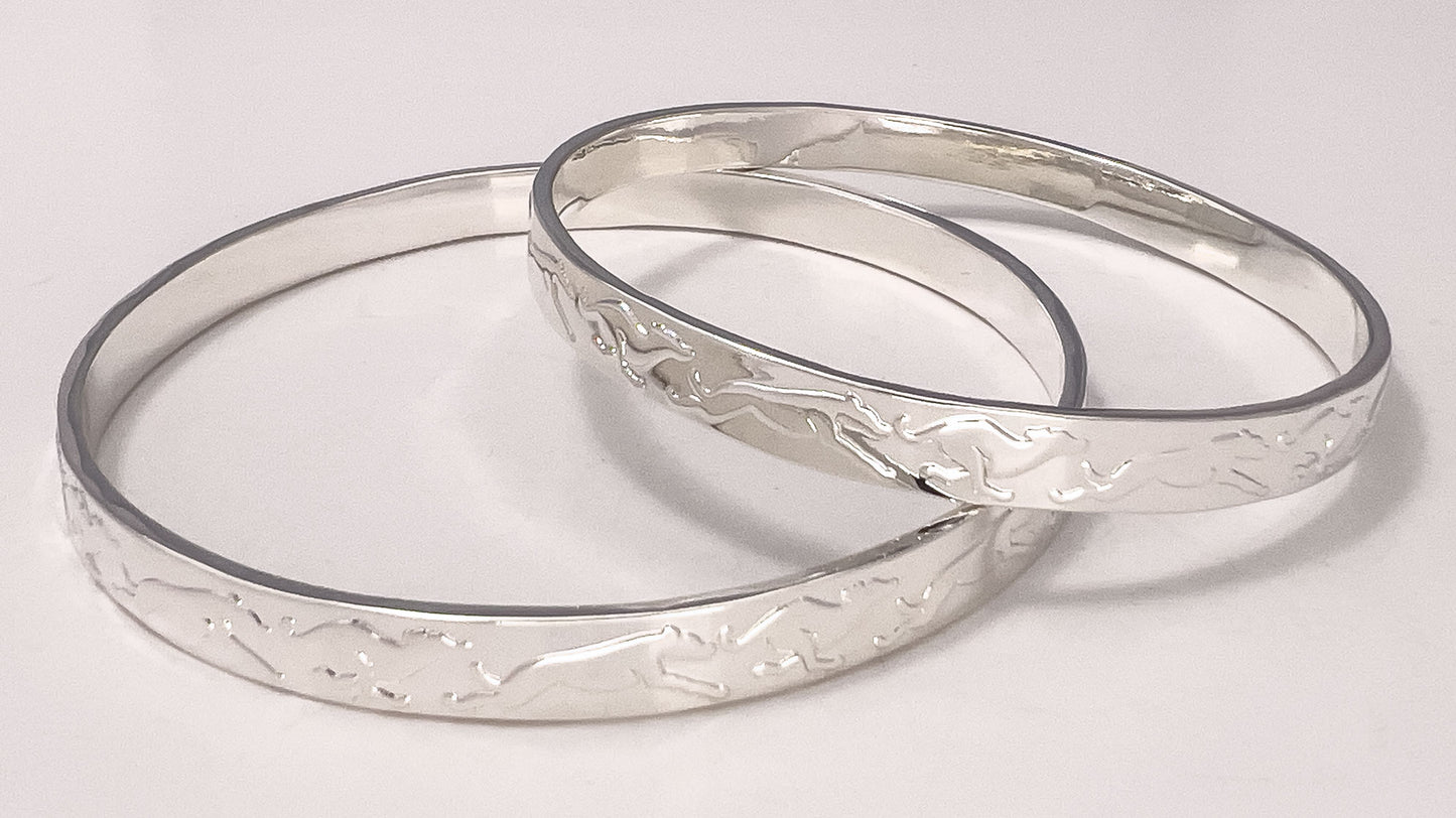 Dogs On The Run Silver Bangle