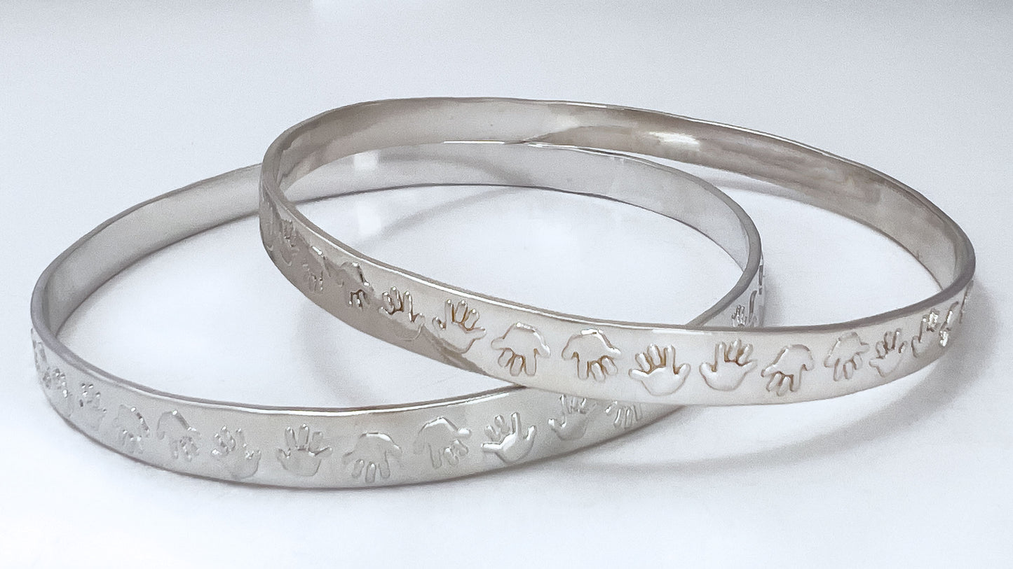 Tiny Hands Silver Bangle