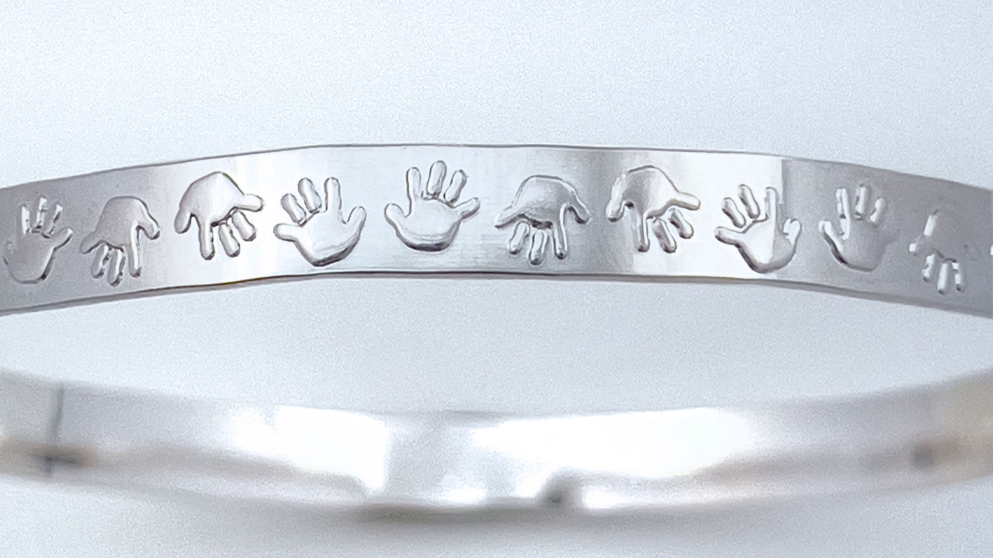 Tiny Hands Silver Bangle