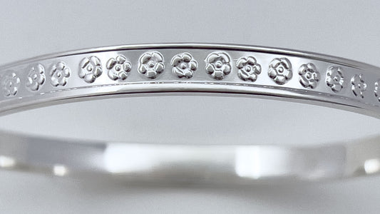 Pansies Silver Bangle