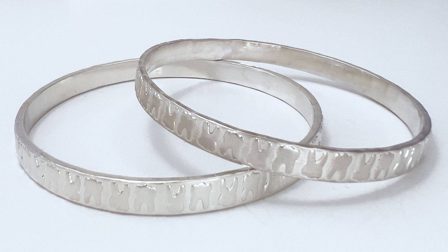 Teeth Silver Bangle