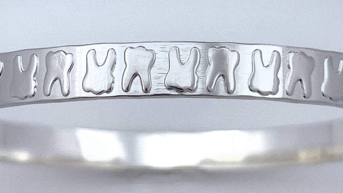 Teeth Silver Bangle