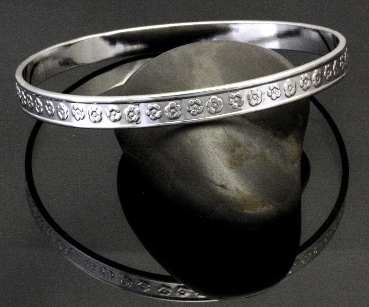 Pansies Silver Bangle