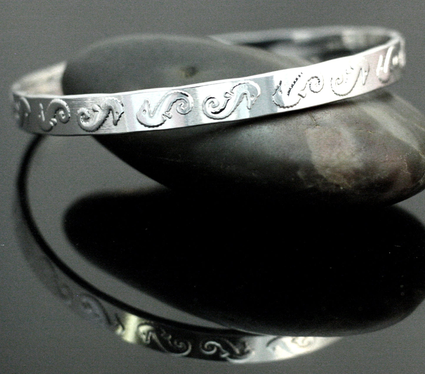 Seahorse Silver Bangle